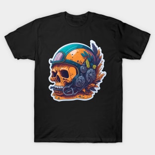 Helmet skull - abstract futuristic cyborg helmet on a skull T-Shirt